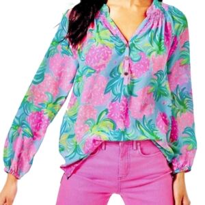 Lilly Pulitzer Elsa 100% Silk Top Size XS